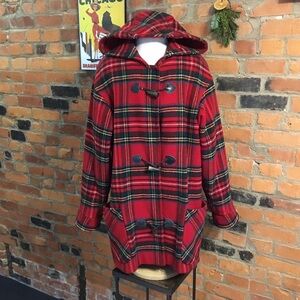 Vintage Women’s Eddie Bauer Wool Tartan Toggle Hooded Coat